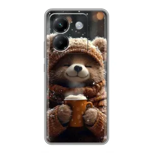 Печатный чехол «Зверята с кофе» для Xiaomi Poco M7 Pro 5G (Медвежонок с кофе)