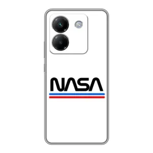 Силіконовый бампер з принтом "Наса" на Xiaomi Poco M7 Pro 5G (NASA на білому тлі)