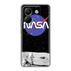 Силіконовый бампер з принтом "Наса" на Xiaomi Poco M7 Pro 5G (Nasa на місяці)