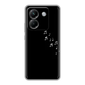 Чехол с картинками на черном фоне для Xiaomi Poco M7 Pro 5G (Ноты)