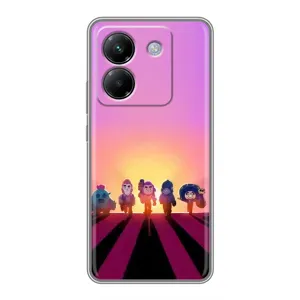 Силиконовый Чехол на Xiaomi Poco M7 Pro 5G с картинкой Brawl Stars (Персонажи в закате)