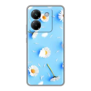 Чохол з Квітами для Xiaomi Poco M7 Pro 5G (ромашки на блакитному)