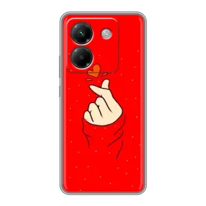 Чехлы (Знак сердечка) на Xiaomi Poco M7 Pro 5G (Сердце на красном)