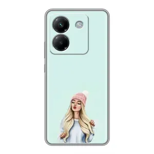 Силіконовый Чохол на Xiaomi Poco M7 Pro 5G з картинкой Модных девушек (В шапці)