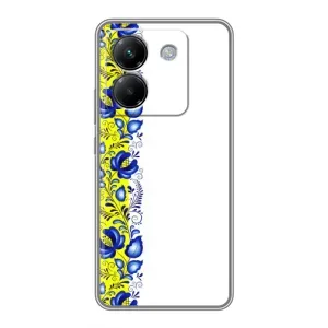 Силиконовый Чехол на Xiaomi Poco M7 Pro 5G с картинкой Вышиванки (Желто-синяя вышиванка)