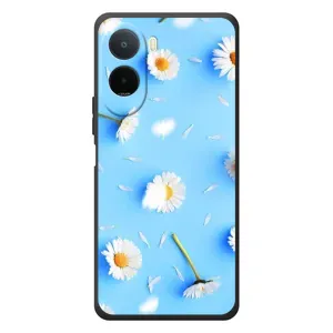 Чехол с Цветами для Xiaomi POCO M7 (ромашки на голубом)
