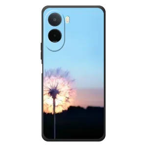 Силиконовый Чехол с одуванчиками на Xiaomi POCO M7 (Закат с одуванчиком)