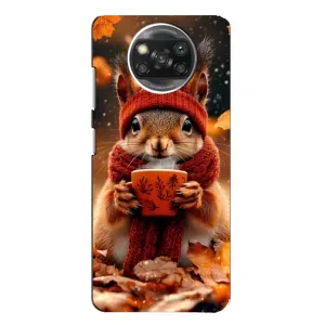 Печатный чехол «Зверята с кофе» для Xiaomi POCO X3 (Белка с кофе)