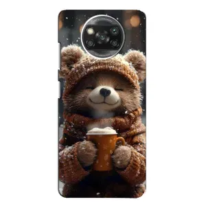 Печатный чехол «Зверята с кофе» для Xiaomi POCO X3 (Медвежонок с кофе)