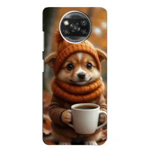 Печатный чехол «Зверята с кофе» для Xiaomi POCO X3 (Собачка с кофе)
