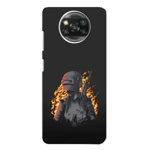 Силиконовый чехол с картинкой "Герой Pubg" на Xiaomi POCO X3 (В огне)