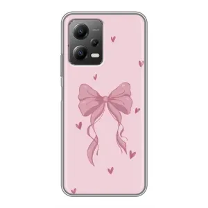 Чехол банты для Xiaomi POCO X5 (5G) (Бант на розовом)