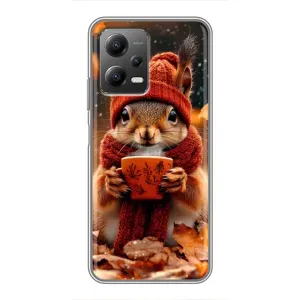 Друкований чохол 'Звірята з кавою' для Xiaomi POCO X5 (5G) (Білка з кавою)