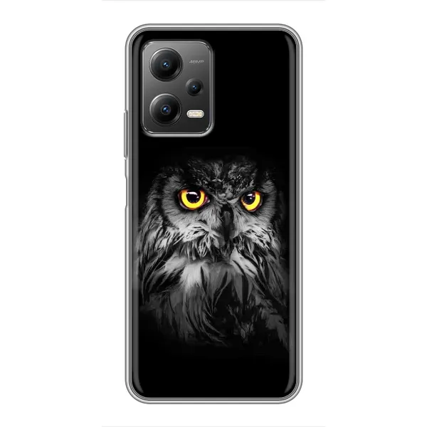 Чехол с рисунком «Сова на чёрном» для Xiaomi POCO X5 (5G)