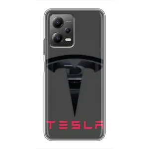 Силіконовий бампер з картинкою машини на Xiaomi POCO X5 (5G) (Logo TESLA)