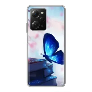 Силиконовый бампер с картинкой животных для Xiaomi POCO X5 Pro (5G) (Бабочка синяя)
