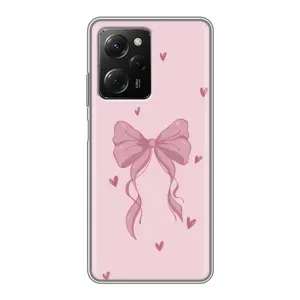 Чехол банты для Xiaomi POCO X5 Pro (5G) (Бант на розовом)