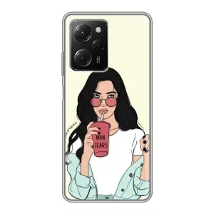 Силиконовый Чехол на Xiaomi POCO X5 Pro (5G) с картинкой Стильных Девушек (С напитком)