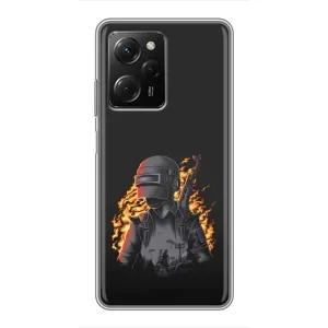 Силиконовый чехол с картинкой "Герой Pubg" на Xiaomi POCO X5 Pro (5G) (В огне)