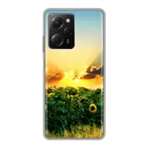 Чехлы с картинкой Подсолнухов для Поко X5 про (5G) (Закат Солнца)
