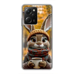 Печатный чехол «Зверята с кофе» для Xiaomi POCO X5 Pro (5G) (Зайчик с кофе)