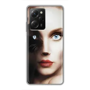 Бампер с изображением Котиков для Поко X5 про (5G) (Женщина кошка)