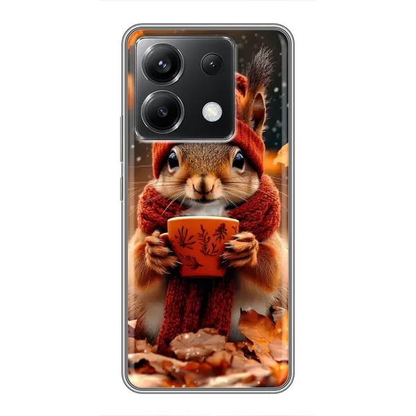 Чехол с рисунком «Белка с кофе» для Xiaomi POCO X6 5G Чехол с рисунком «Белка с кофе» для Xiaomi POCO X6 5G