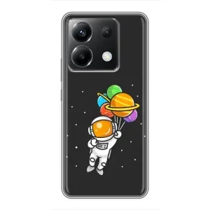 Силиконовый Чехол с принтом "Космонавты" на Xiaomi POCO X6 5G (Космонавт с шариками)
