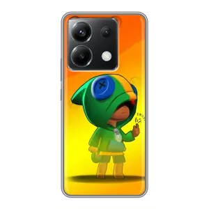 Чехол Бравл Старс для Xiaomi POCO X6 5G (LEON в кофте)