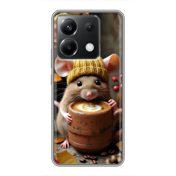 Чехол с рисунком «Мышка с кофе» для Xiaomi POCO X6 5G Чехол с рисунком «Мышка с кофе» для Xiaomi POCO X6 5G