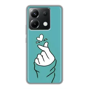 Чехлы (Знак сердечка) на Xiaomi POCO X6 5G (Сердечко на бирюзовом)