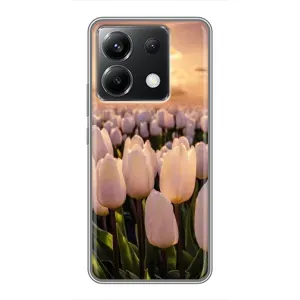 Чехлы с картинкой (Тюльпаны) на Поко Х6 (5G) (Закат с цветами)