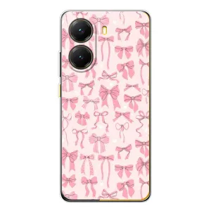 Чехол банты для Xiaomi POCO X7 Pro (Фон бантики)