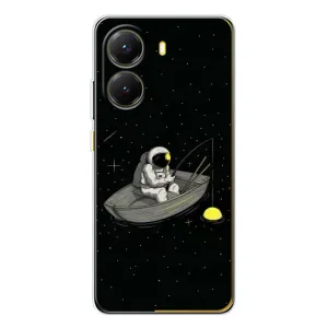 Силиконовый Чехол с принтом "Космонавты" на Xiaomi POCO X7 Pro (Космонавт на рыбалке)