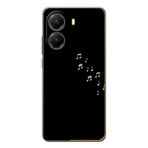 Чехол с картинками на черном фоне для Xiaomi POCO X7 Pro (Ноты)