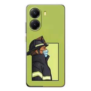 Силиконовый бампер (Работники) на Xiaomi POCO X7 Pro (Пожарник)