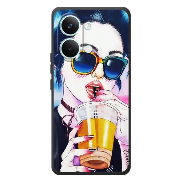 Чехол с рисунком «Девушка с коктейлем» для Xiaomi Poco X8 Pro Max