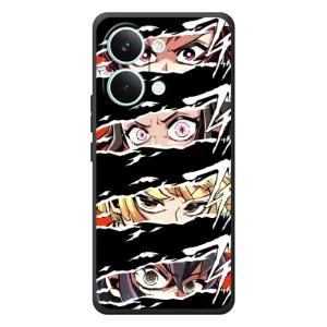 Силиконовые чехлы с глазами Anime для "}}телефон ""Xiaomi Поко Х8 Про Макс"" (Глаза на чорном)