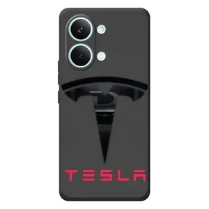 Силиконовый бампер с картинкой машины на Xiaomi Poco X8 Pro Max (Logo TESLA)