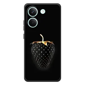 Чехол с изображением вкусной еды для Xiaomi Poco X8 Pro (Чёрная клубника)