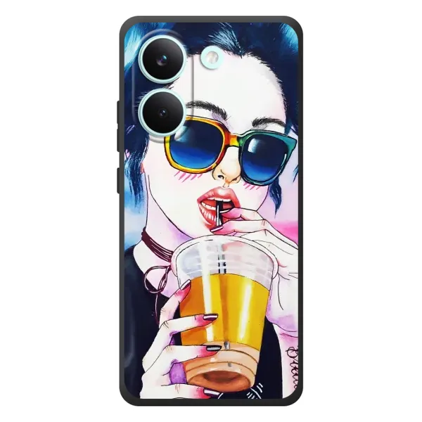 Чехол с рисунком «Девушка с коктейлем» для Xiaomi Poco X8 Pro