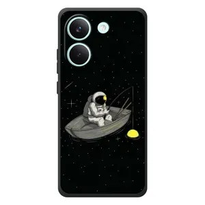Силіконовый Чохол з принтом "Космонавти" на Xiaomi Poco X8 Pro (Космонавт на рибалці)
