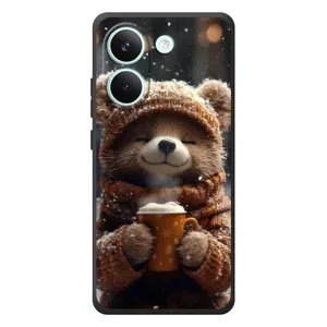 Печатный чехол «Зверята с кофе» для Xiaomi Poco X8 Pro (Медвежонок с кофе)