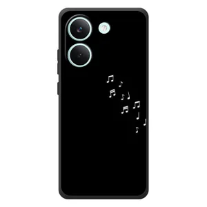 Чехол с картинками на черном фоне для Xiaomi Poco X8 Pro (Ноты)