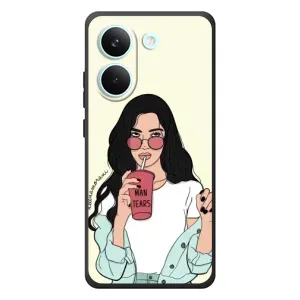 Силиконовый Чехол на Xiaomi Poco X8 Pro с картинкой Стильных Девушек (С напитком)