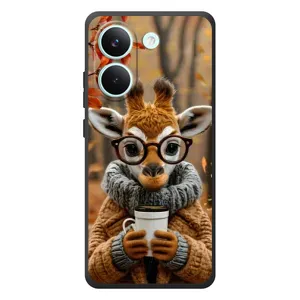 Печатный чехол «Зверята с кофе» для Xiaomi Poco X8 Pro (Жираф с кофе)