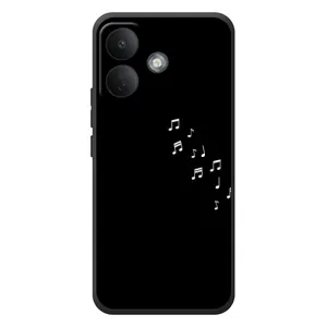 Чехол с картинками на черном фоне для Xiaomi Poco X8 (Ноты)