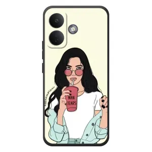 Силиконовый Чехол на Xiaomi Poco X8 с картинкой Стильных Девушек (С напитком)