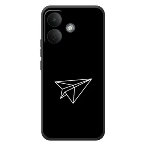 Чехол с картинками на черном фоне для Xiaomi Poco X8 (Самолетик)
