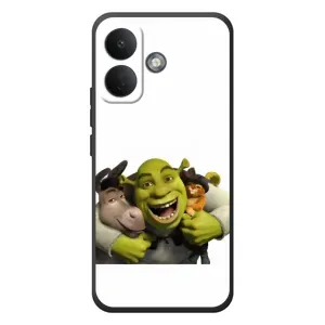 Печатный чехол с принтом Шрек для Xiaomi Poco X8 (Шрек осел и кот)